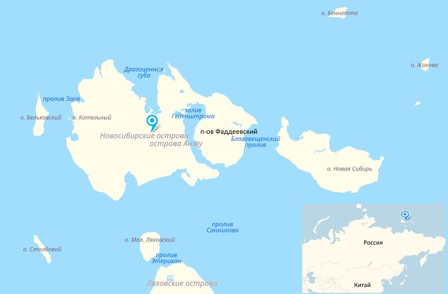 Новосибирские острова на карте или острова Анжу