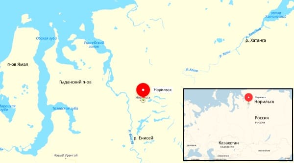 город Норильск на карте (Norilsk)