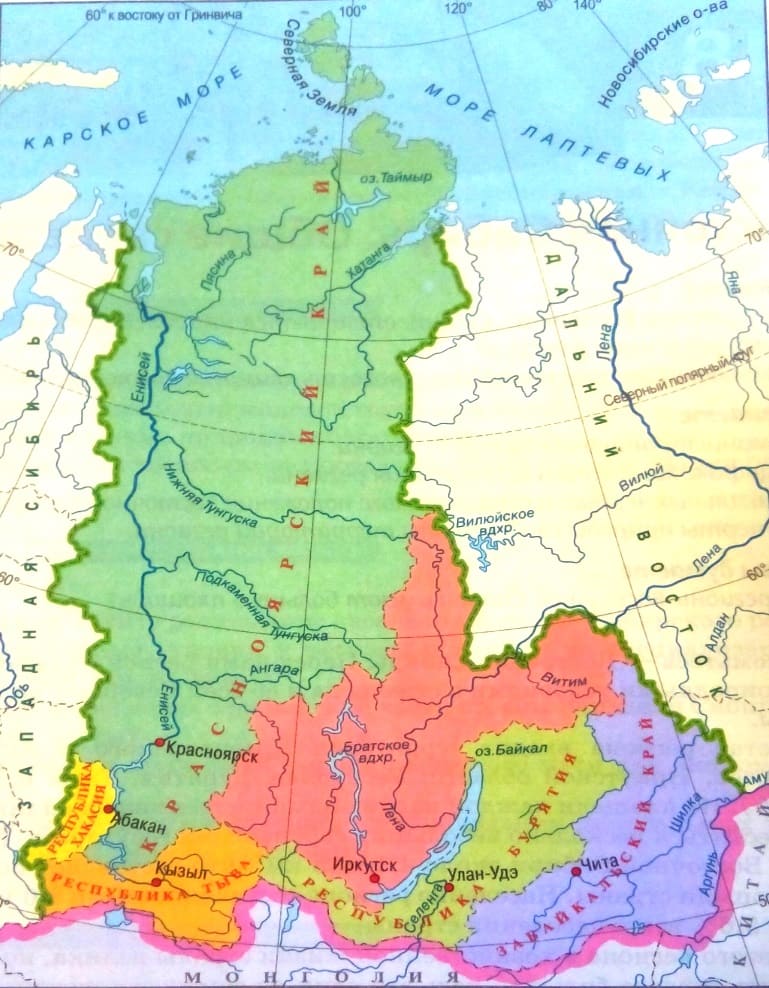 восточная сибирь на карте