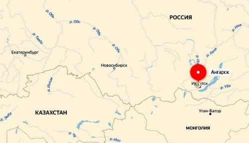 Ангарск на карте России