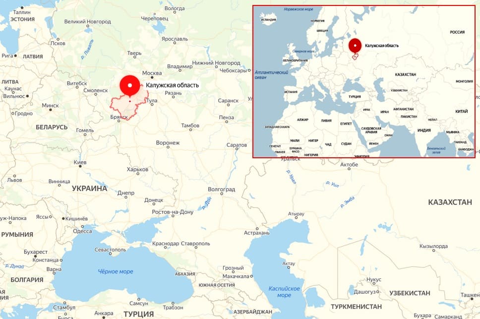Калуга показать на карте России