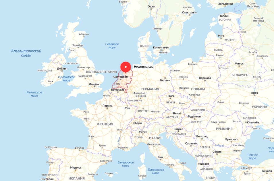 Нидерланды на карте Европы