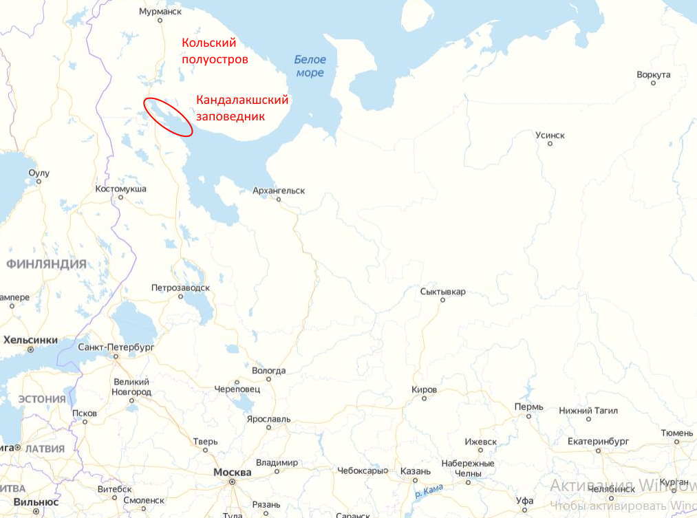 Кандалакшский заповедник на карте России